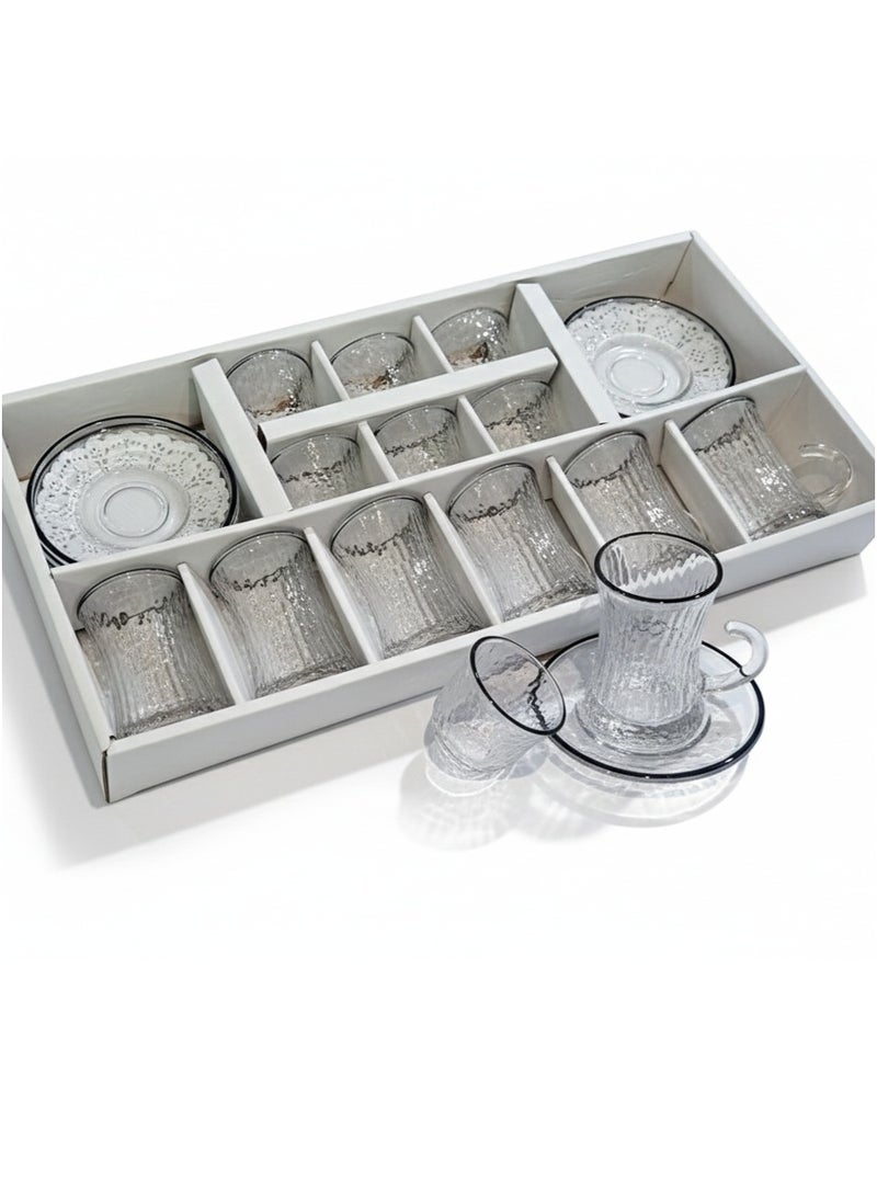 Smart Kitchen Luxury 18-Piece Tea and Coffee Cup Set with Saucers – Elegant Frosted Design with Creative Half-Ear Handle - Image 4